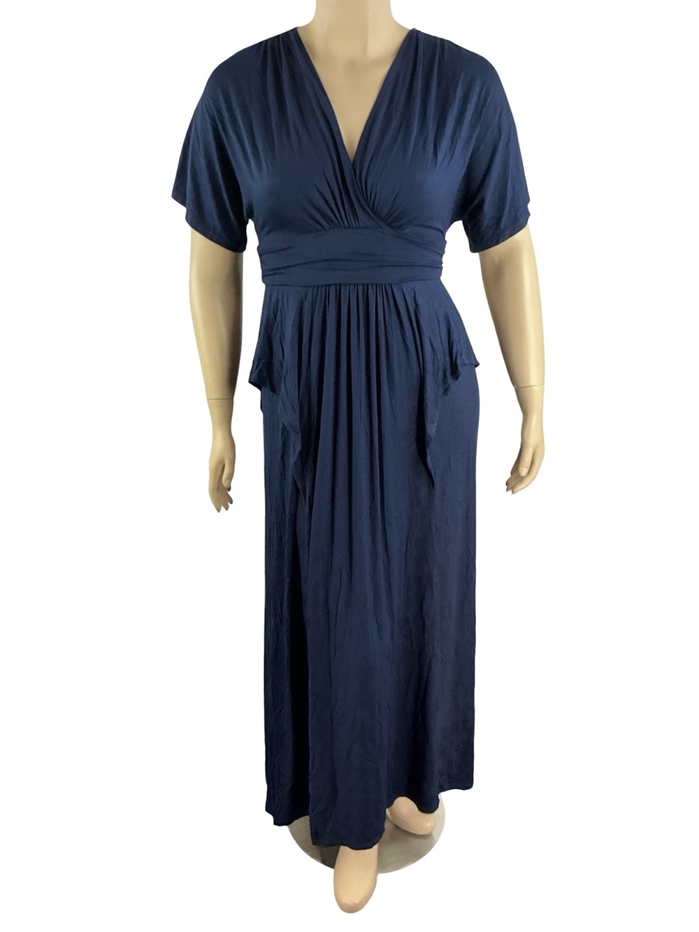 Kiyonna Indie Flair Stretch Maxi Dress Navy Blue Size XL